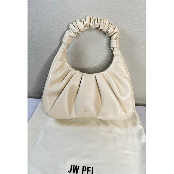 JW PEI Gabbi‎ Ruched Hobo Vegan Leather Handbag Ivory - Picture 1 of 9